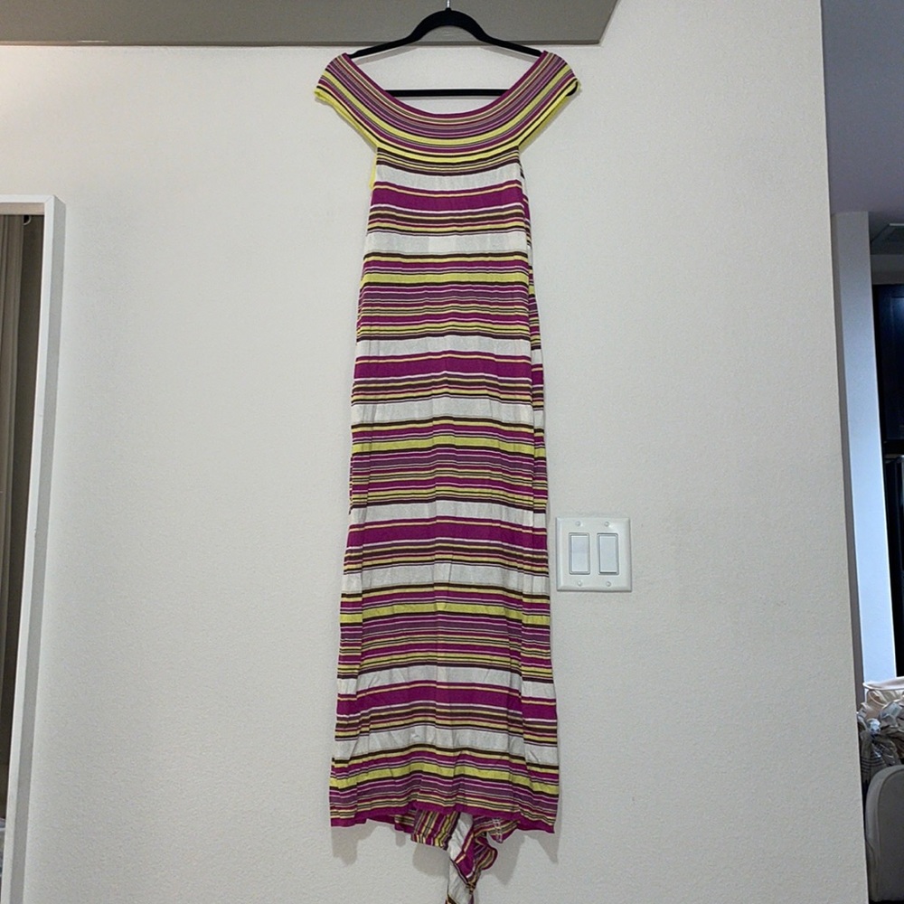 Escada Off the Shoulder Multicolor Stripe Knit Dress SZ 38/US 8 NWT